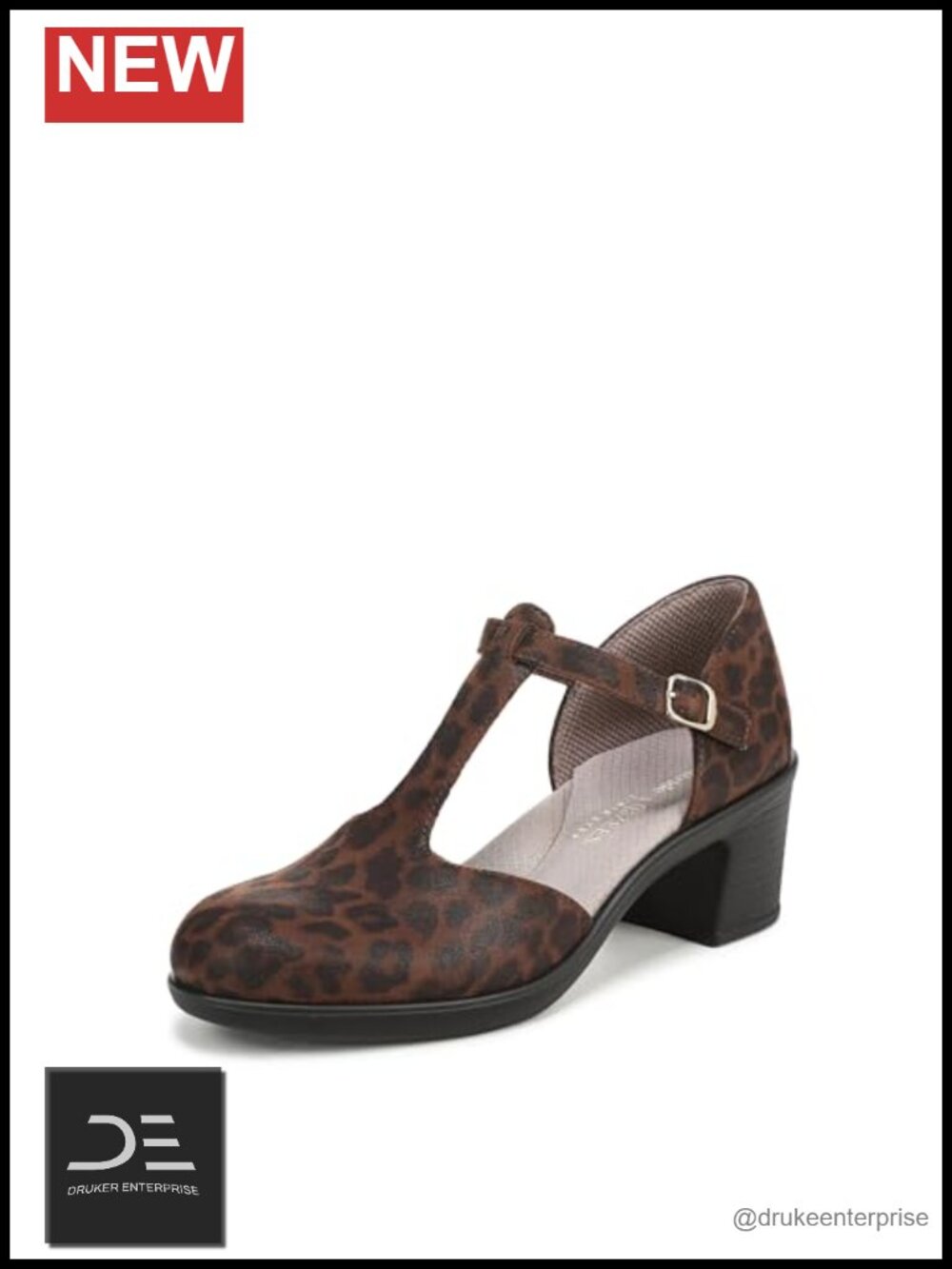 Women's T-Strap Pump Comfortable Block Heel Machine Washable Round Toe